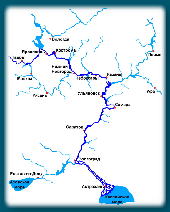 карта реки Волги